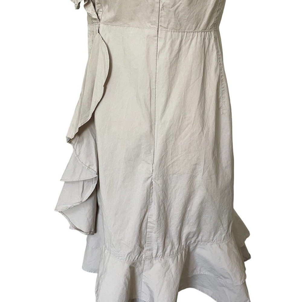 Marissa Webb Collective Khaki Beige Sleeveless Ruffle Wrap Mini Dress Size 4 - Picture 9 of 14